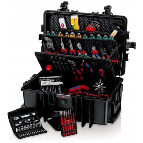 Werkzeugkoffer "Robust45 Move" Mechanik, 90-teilig, mit integrierten Rollen und Teleskopgriff KNIPEX