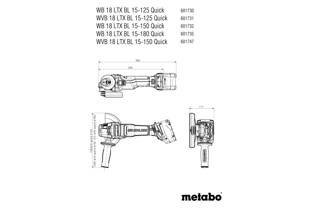 WB 18 LTX BL 15-125 Quick (601730840) Akku-Winkelschleifer