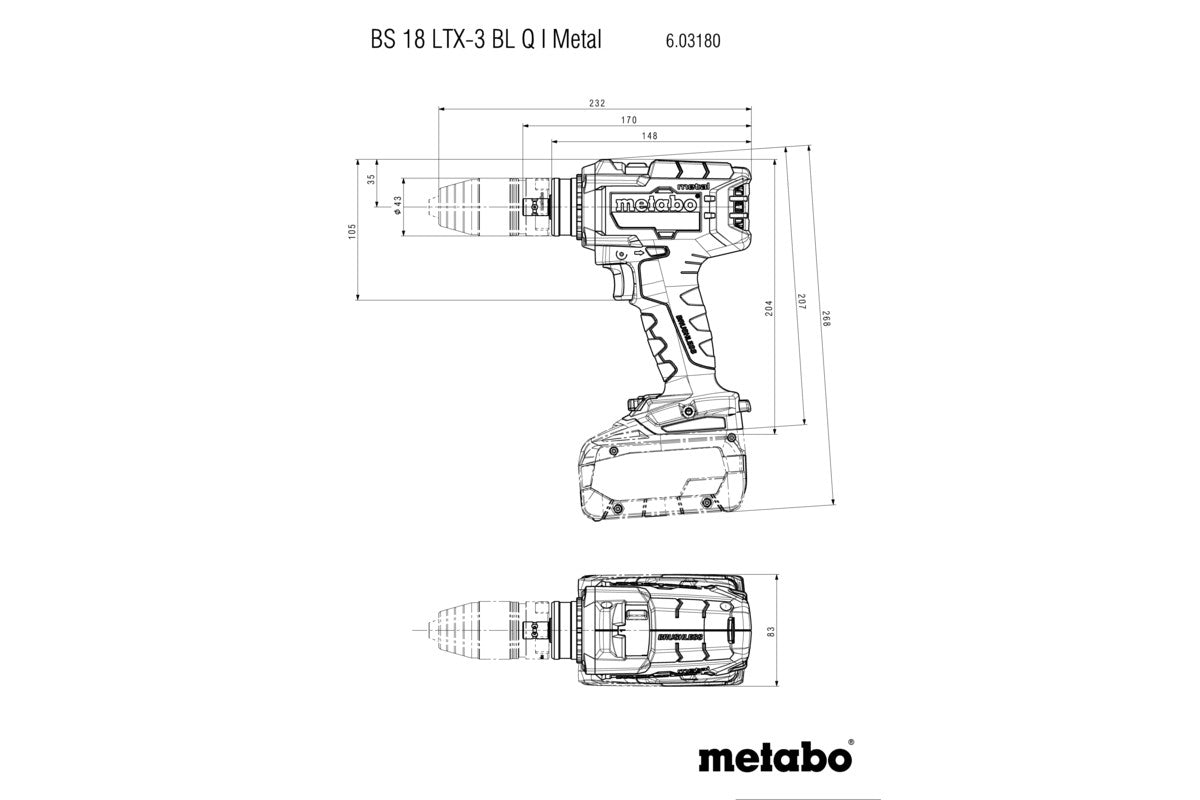 BS 18 LTX-3 BL Q I Metal (603180660) Akku-Bohrschrauber