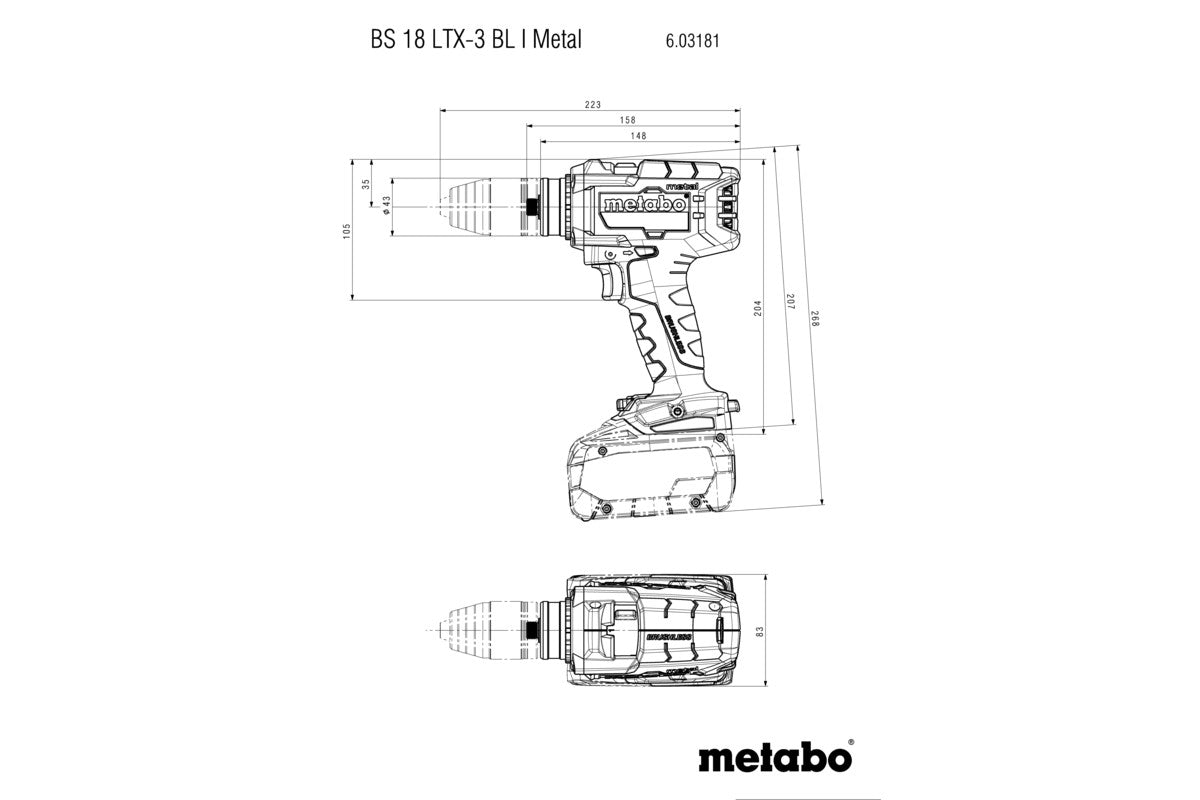 BS 18 LTX-3 BL I Metal (603181660) Akku-Bohrschrauber