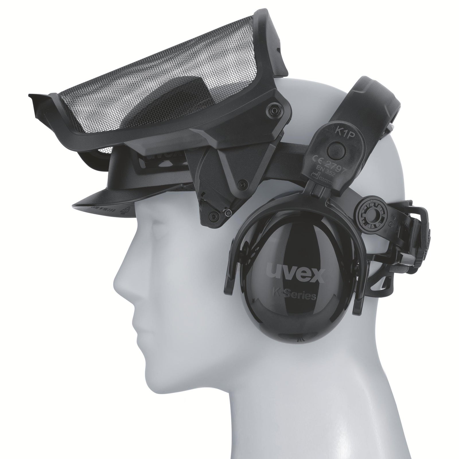 uvex pheos faceguard Gittervisier mit Kapselgehörschutz K1P
