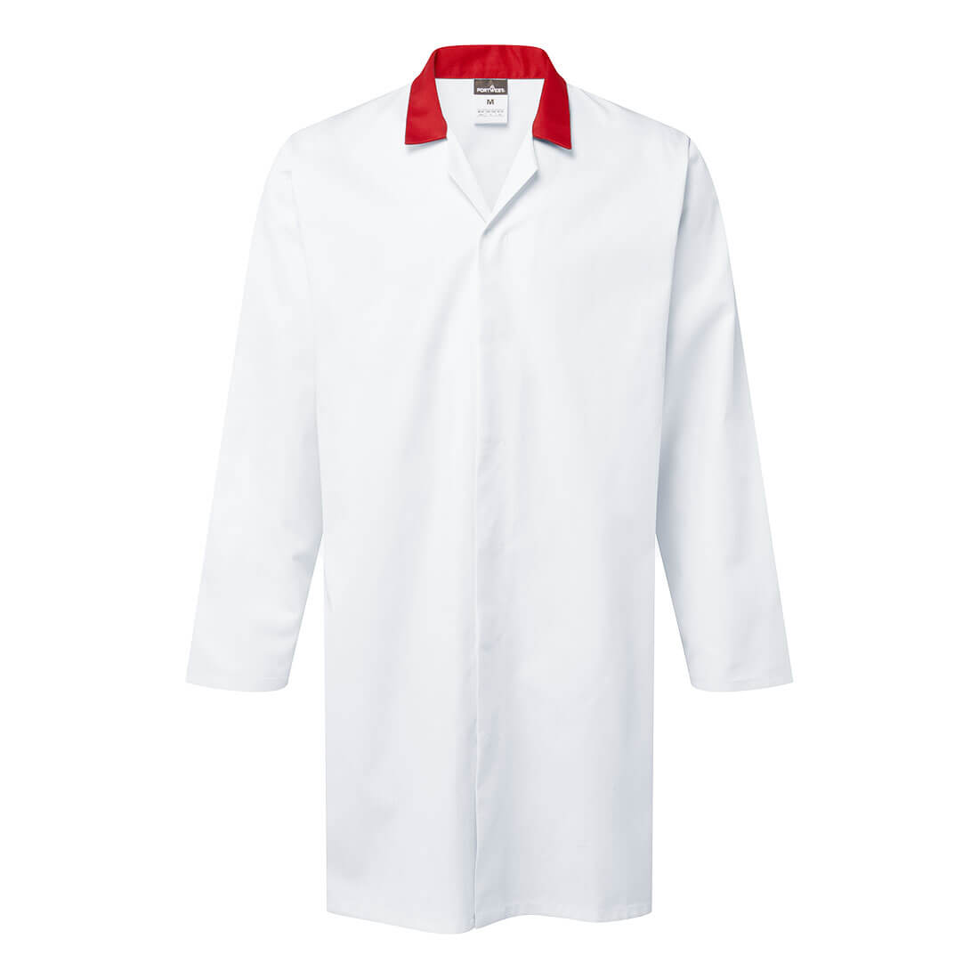 Food Industry Coat, No Pocket - Weiss/Rot (WRE)