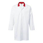 Food Industry Coat, No Pocket - Weiss/Rot (WRE)