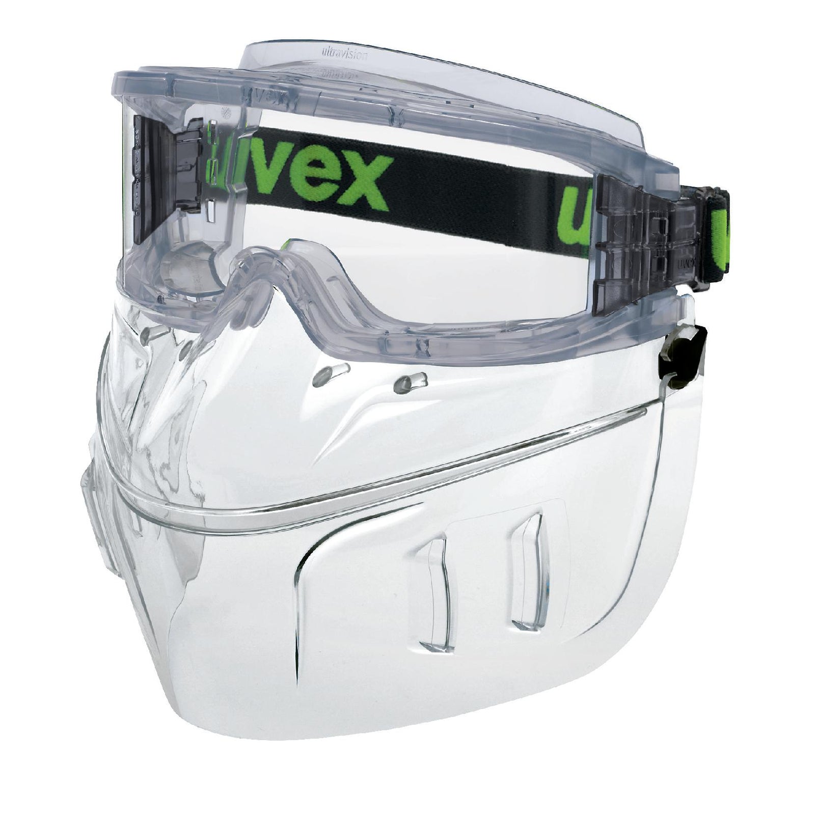 uvex ultravision Vollsichtbrille innen beschlagfrei, außen extrem kratzfest und chemikalienbeständig (mit Faceguard)