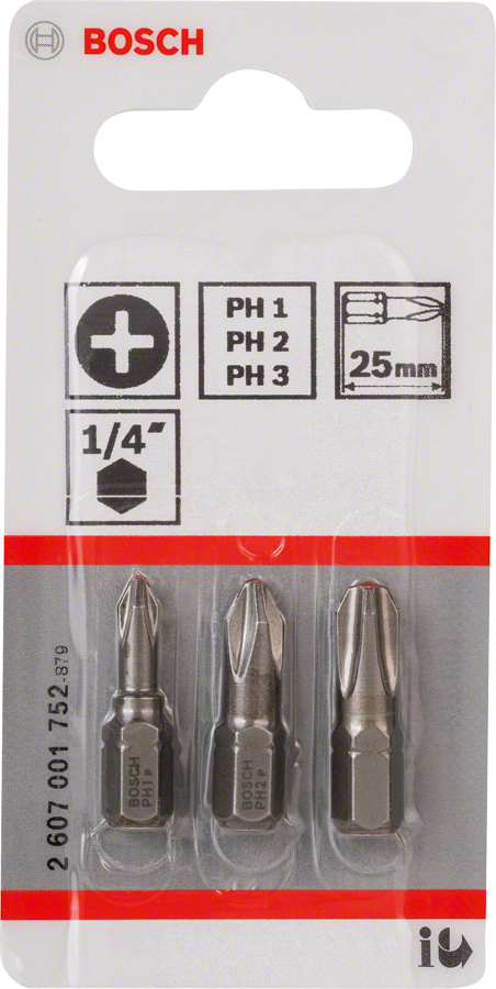 Bosch Dreiteiliges Schrauberbit-Set, Extra Hard