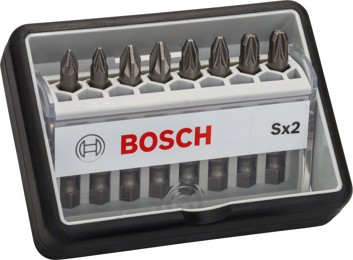 Bosch 8-teiliges Schrauberbit-Set, Robust Line, Sx PZ, Extra Hard-Ausführung