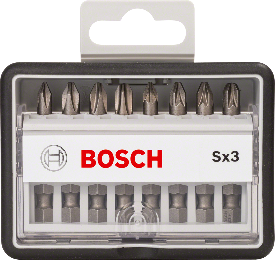 Bosch 8-teiliges Schrauberbit-Set, Robust Line, Sx PH/PZ, Extra Hard-Ausführung