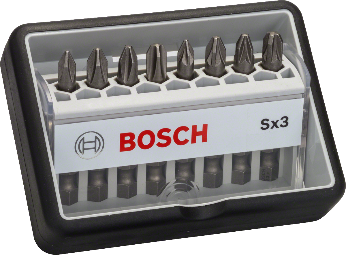 Bosch 8-teiliges Schrauberbit-Set, Robust Line, Sx PH/PZ, Extra Hard-Ausführung