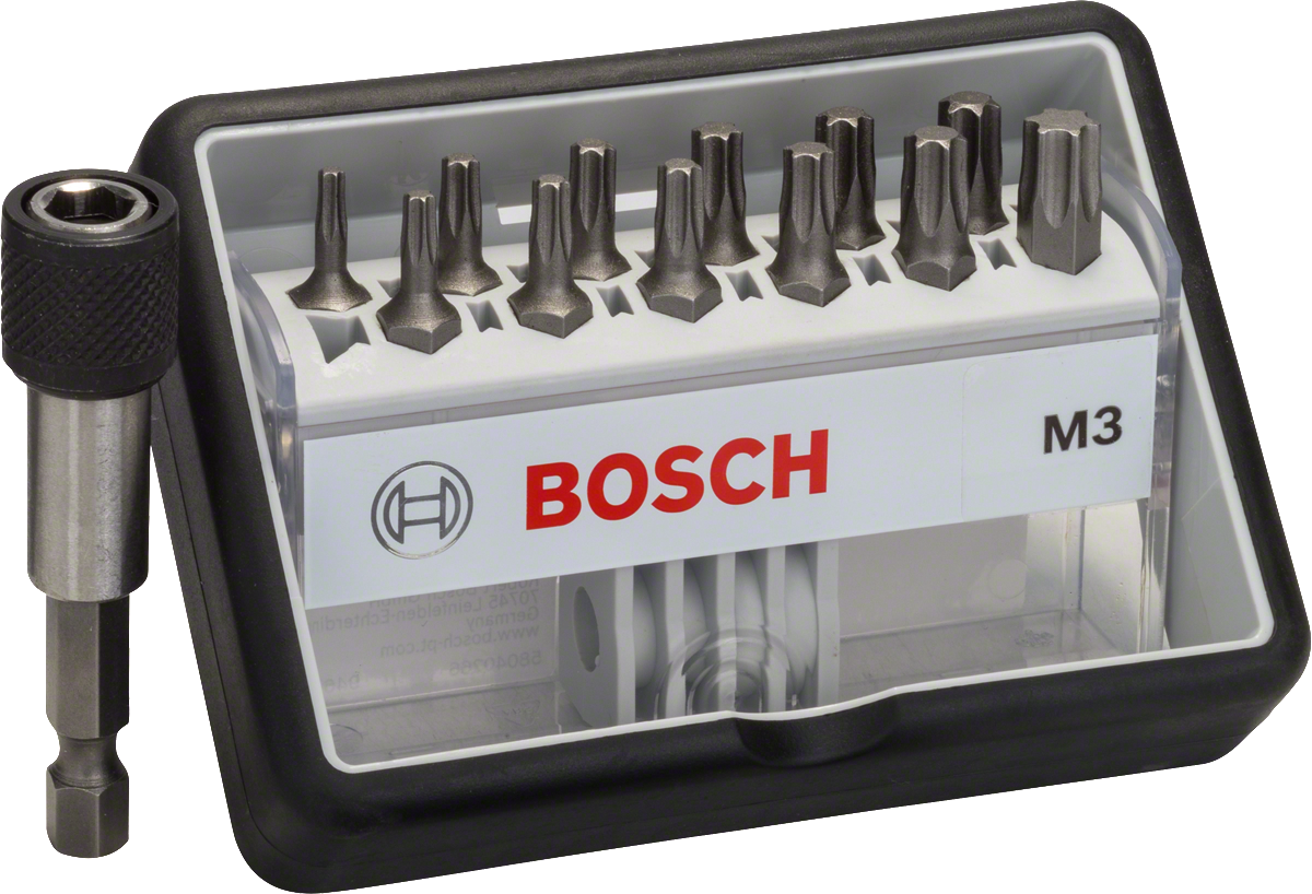 Bosch 12+1-teiliges Schrauberbit-Set, Robust Line, M T, Extra Hard-Ausführung
