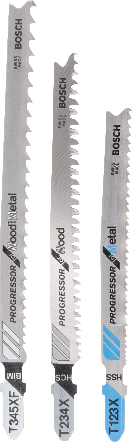 Bosch 3-teiliges Stichsägeblatt-Set, T-Schaft, Progressor for Wood and Metal