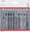 Bosch 10-teiliges Stichsägeblatt-Set Clean Cutting, T-Schaft