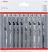 Bosch 10-teiliges Stichsägeblatt-Set Clean Cutting, T-Schaft
