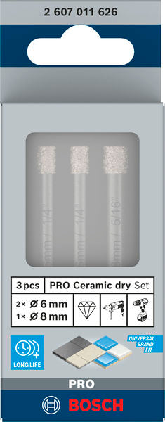 Bosch PRO Ceramic dry Bohrer-Set, 6 x 66, 6 x 66, 8 x 66 mm, 3-tlg.