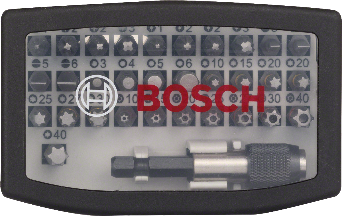 Bosch 32-teiliges Schrauberbit-Set, PH, PZ, H, T und Quick Change-Universalhalter