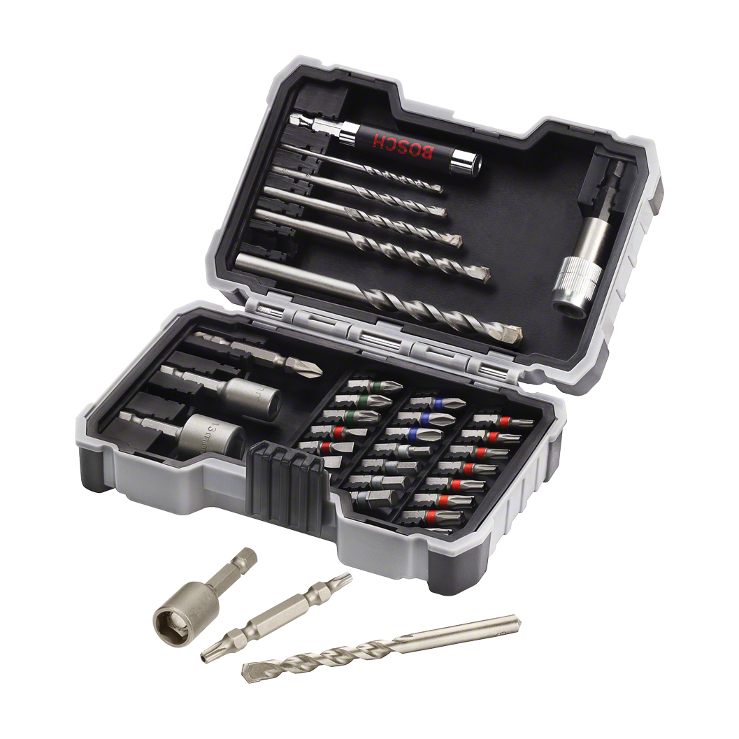 Bosch 35-teiliges Set mit Bohrern und Schrauberbits, CYL-3, Extra Hard, PH, PZ, SL, H, T