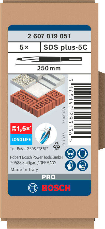 Bosch PRO SDS plus-5C Spitzmeißel-Set, 250 mm, 5-tlg.