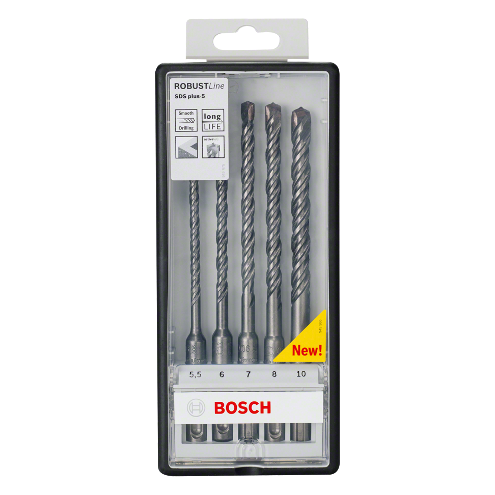 Bosch 5-teiliges SDS plus-5 Hammerbohrer-Set, Robust Line