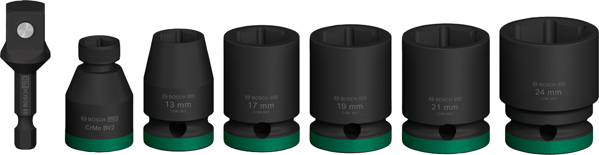 Bosch PRO Steckschlüssel Set mit Adapter, 1/2 Zoll, Standard, 7‑tlg.