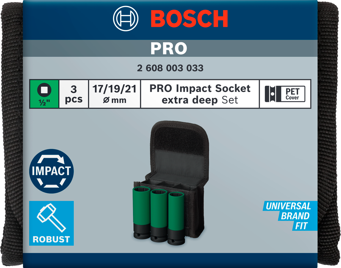 Bosch PRO Impact Steckschlüssel-Set mit PET-Abdeckungen, 1/2