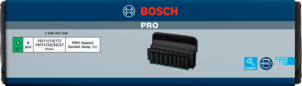 Bosch PRO Impact Steckschlüsselsatz Set, 1/2