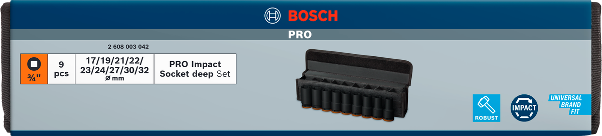 Bosch PRO Impact Steckschlüsselsatz Set, 1/2