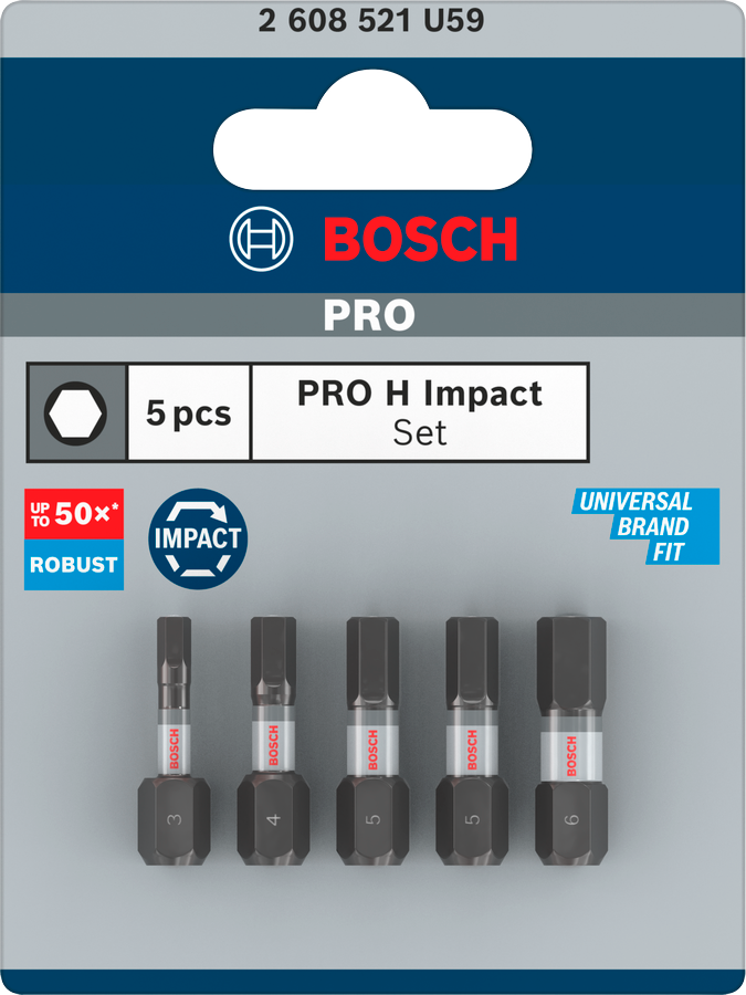 Bosch Pro Hex Impact Bit, H5, 25 mm, 2-tlg.
