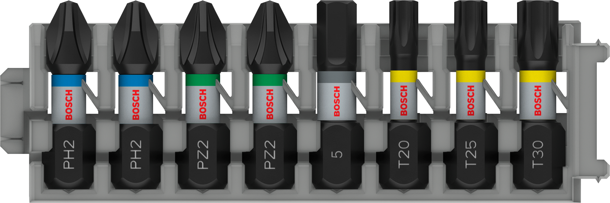 Bosch Pro Impact Bit Set, PH2 (x5), PZ2 (x5), T20 (x5), T25 (x5), T30 (x5), 25 mm, Display, 10 x 25-tlg.