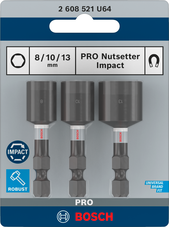 Bosch PRO Nutsetter Impact, 1/4" x 65 mm, 2 9/16" x 65 mm - MELTEC GmbH