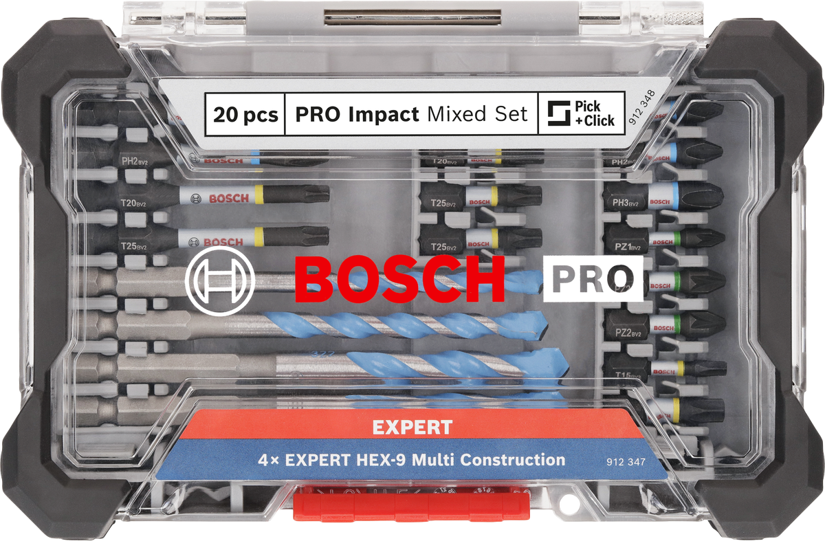 Bosch PRO Impact Schrauberbits und Multi Construction Bohrer Set, 20-tlg.