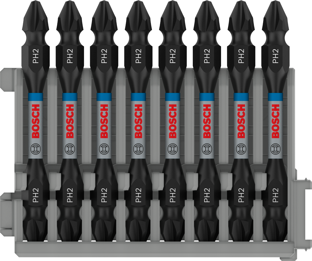 Bosch Pro Impact Schrauberbit mit Doppelklingen und Pick and Click-Einsätzen, PH2, 65 mm