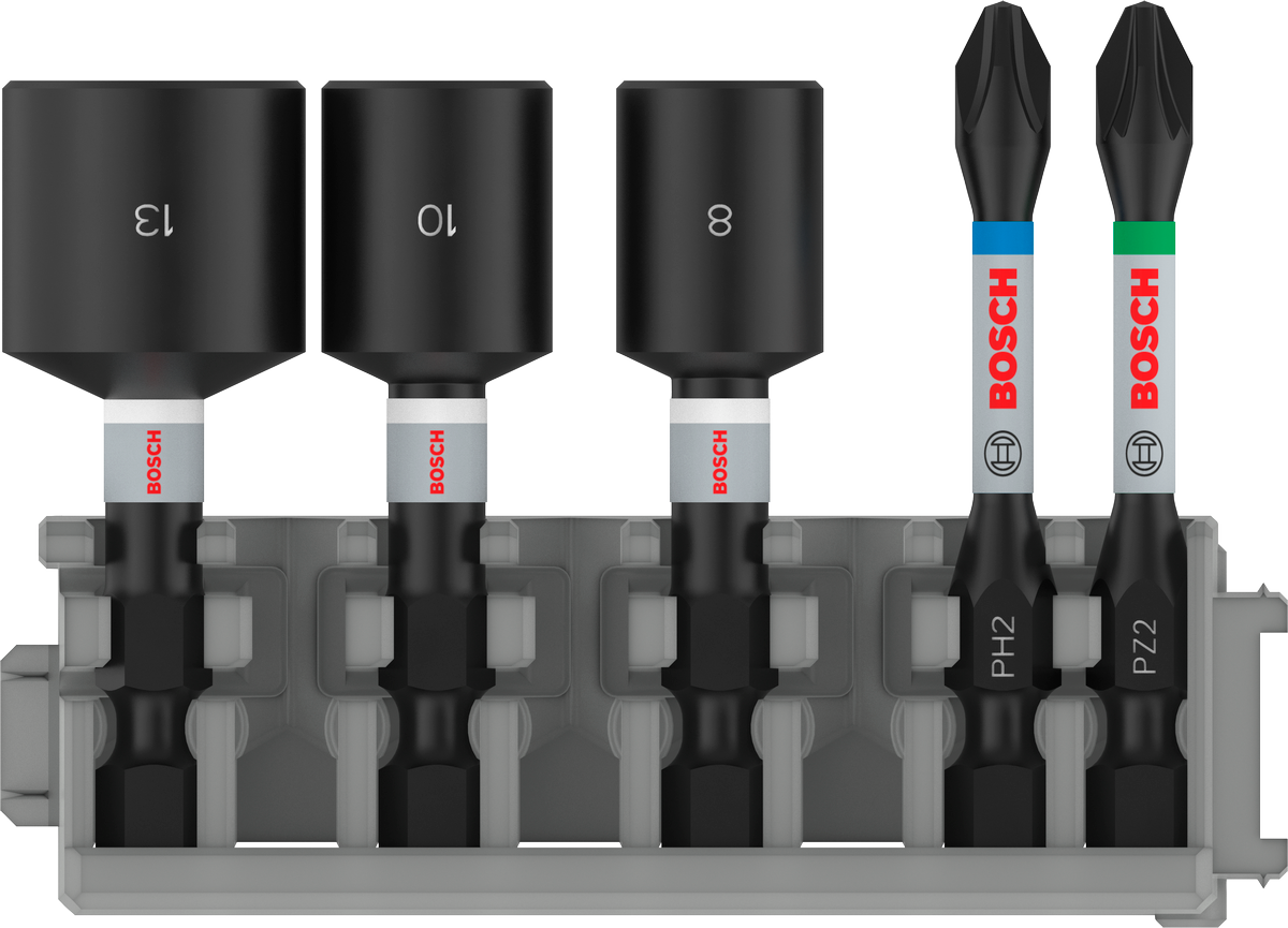 Bosch PRO Impact Set mit Steckschlüsseln und Pick and Click-Index, PH2x50, PZ2x50, NS8x50, NS10x50, NS13x50 mm, 5-tlg.