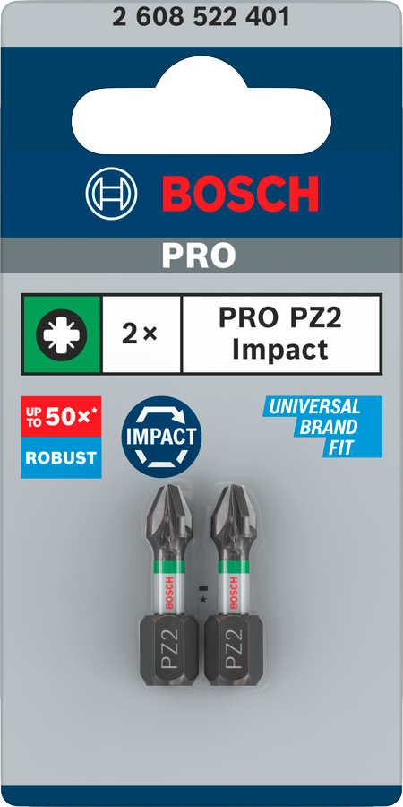 Bosch Pro Pozidriv Impact Bit, PZ2, 90 mm