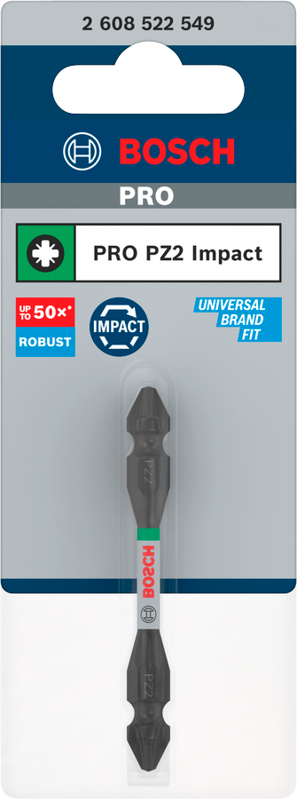Bosch Pro Impact Schrauberbit mit Doppelklingen und Pick and Click-Einsätzen, PH2, 65 mm