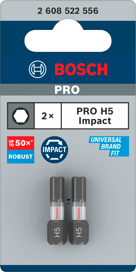 Bosch Pro Hex Impact Bit, H5, 25 mm, 2-tlg.