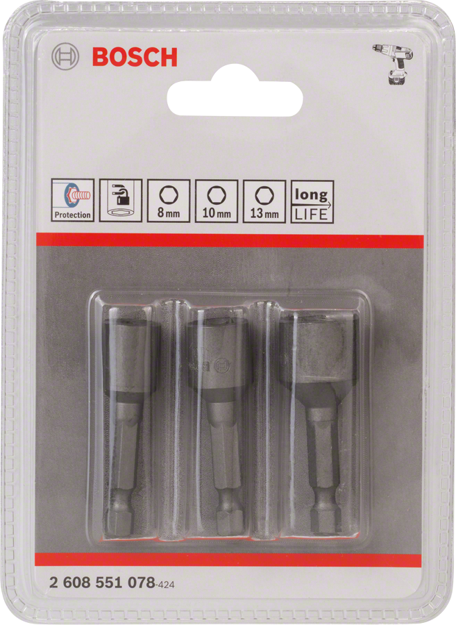 Bosch 3-teiliges Steckschlüsselpack, 8/10/13 mm - MELTEC GmbH