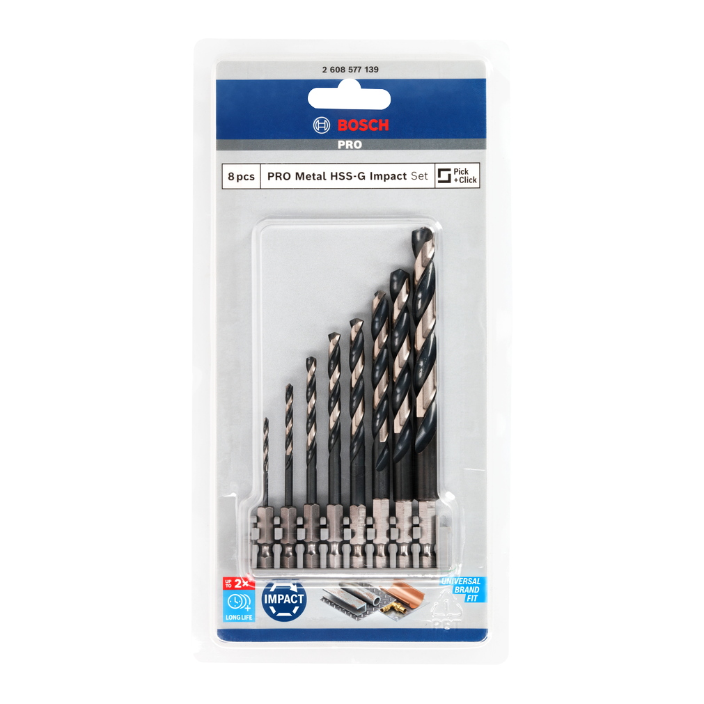 Bosch PRO Metal HSS-G Impact Spiralbohrer Set, 8-tlg.