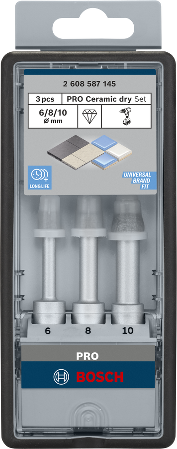 Bosch PRO Ceramic dry Bohrer-Set, 6 x 33, 8 x 33, 10 x 33 mm, 3-tlg.