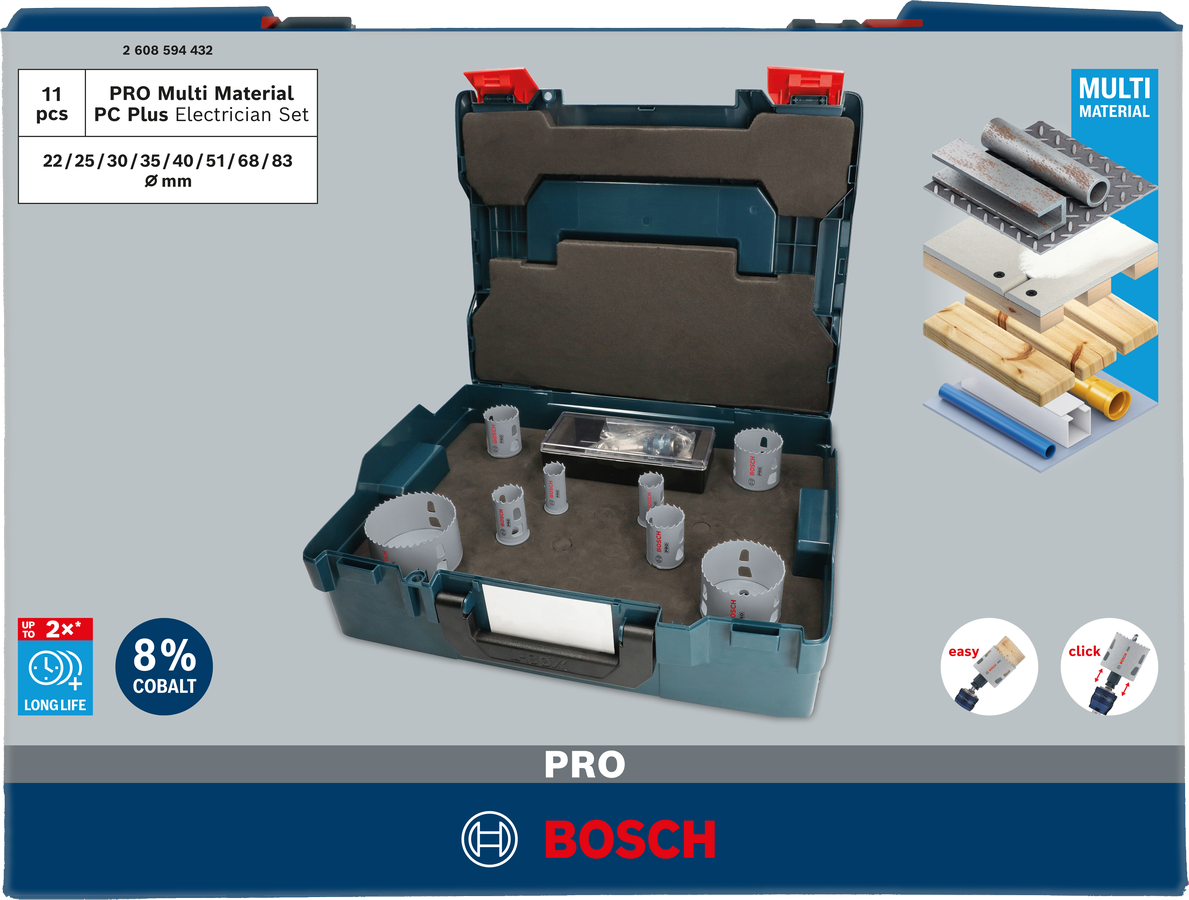 Bosch PRO Multi Material PC Plus Lochsägen-Set, 8-tlg.