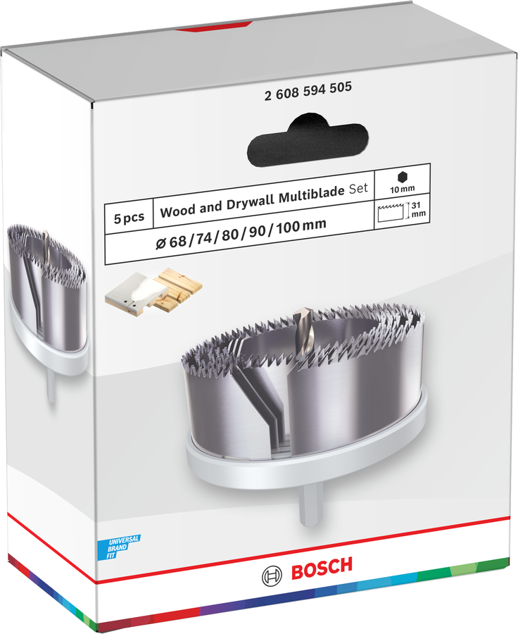 Bosch Wood and Drywall Lochsägen-Set mit Aufsteckhalter, 25; 32; 38; 44; 51; 57; 63; 68 x 28 mm