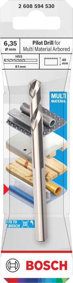 Bosch Zentrierbohrer für Standard-Aufsteckhalter, HSS-G, 6,35 x 40 mm