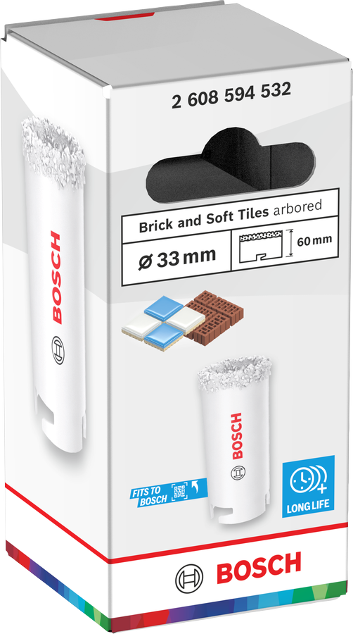 Bosch Brick and Soft Tile Lochsäge mit Aufsteckhalter, 33 x 60 mm