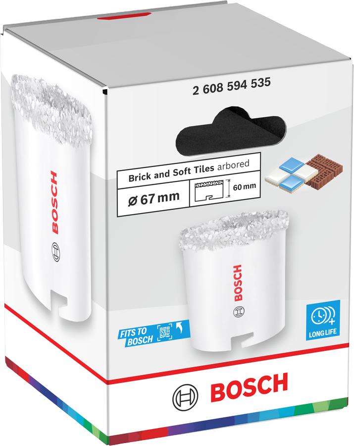 Bosch Brick and Soft Tile Lochsäge mit Aufsteckhalter, 33 x 60 mm