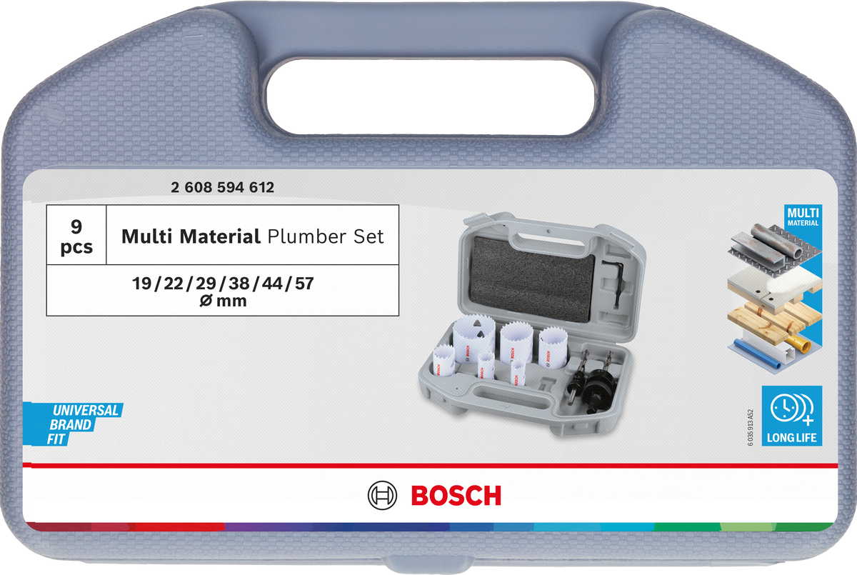 Bosch Multi Material Lochsägen-Set mit Gewinde, 19; 22; 29; 38; 44; 51 x 40 mm