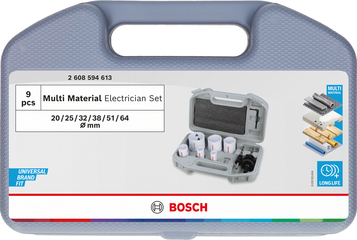 Bosch Multi Material Lochsägen-Set mit Gewinde, 19; 22; 29; 38; 44; 51 x 40 mm