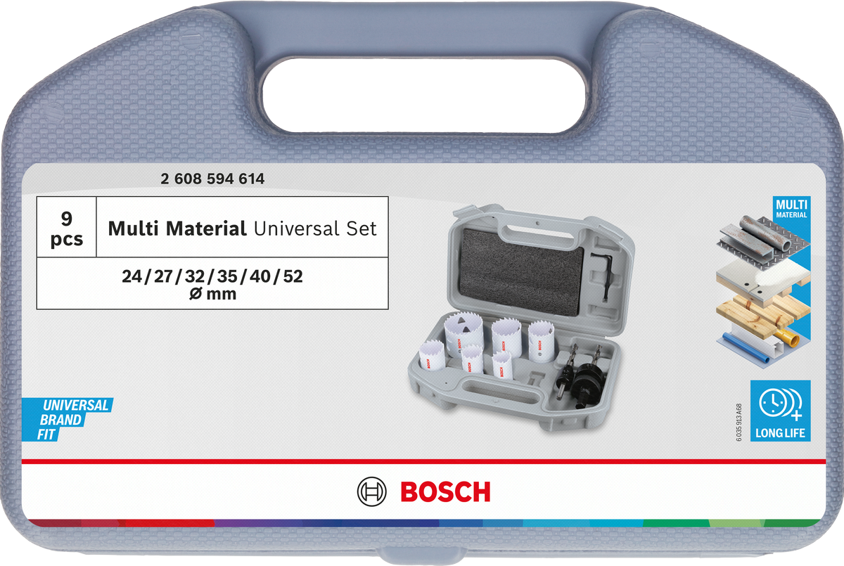 Bosch Multi Material Lochsägen-Set mit Gewinde, 19; 22; 29; 38; 44; 51 x 40 mm
