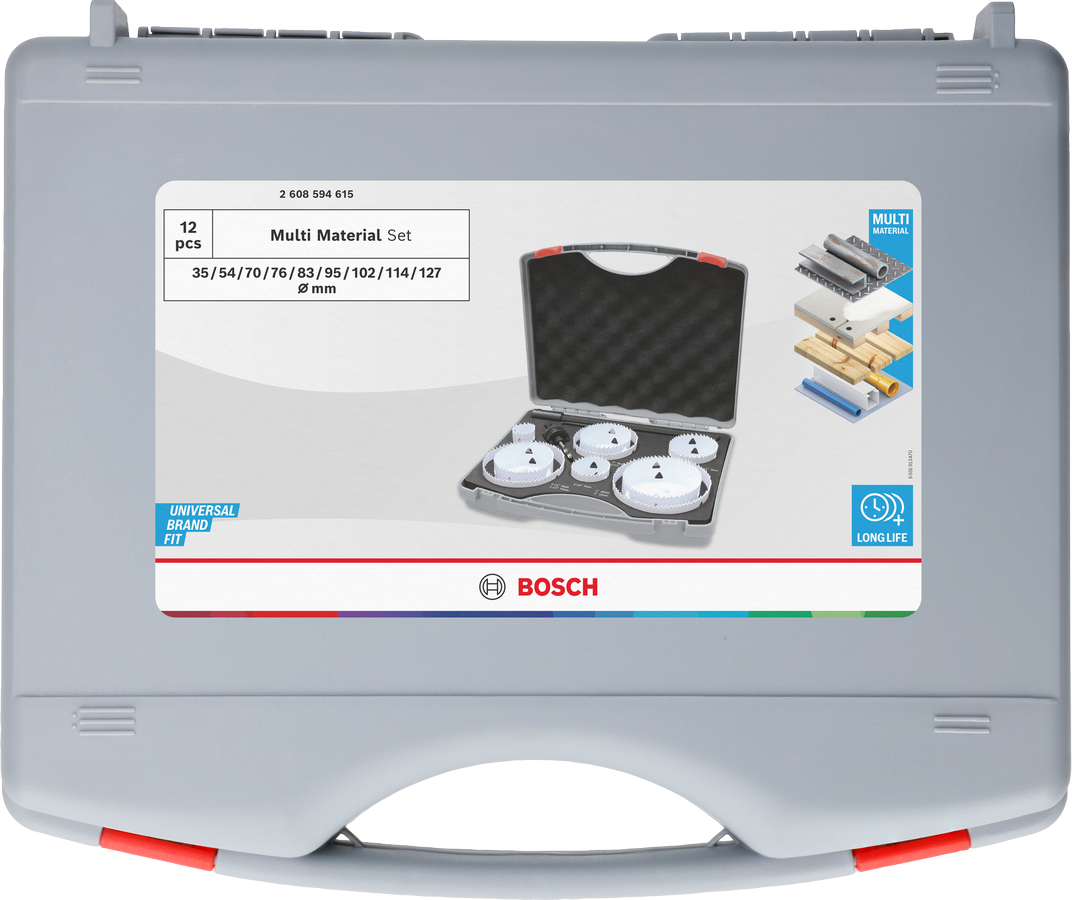 Bosch Multi Material Lochsägen-Set mit Gewinde, 19; 22; 29; 38; 44; 51 x 40 mm