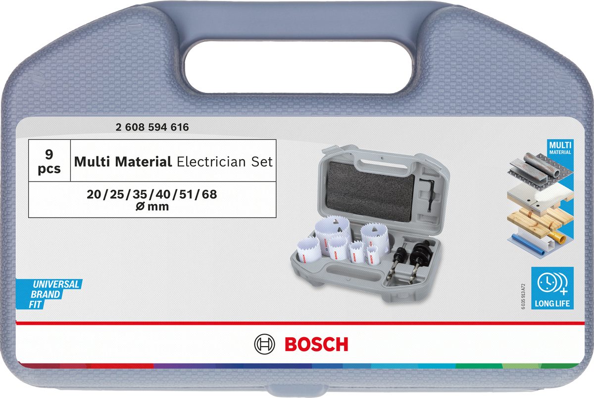 Bosch Multi Material Lochsägen-Set mit Gewinde, 19; 22; 29; 38; 44; 51 x 40 mm