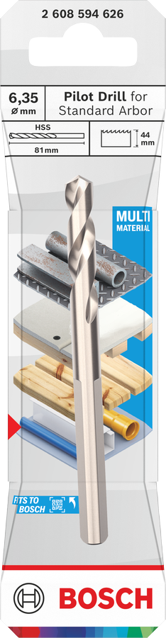Bosch Zentrierbohrer für Standard-Aufsteckhalter, HSS-G, 6,35 x 40 mm