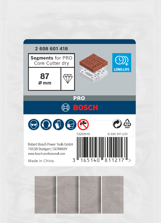 Bosch Segmente für PRO Trockenbohrkrone 52 x 11,5 mm, 1 1/4 Zoll UNC