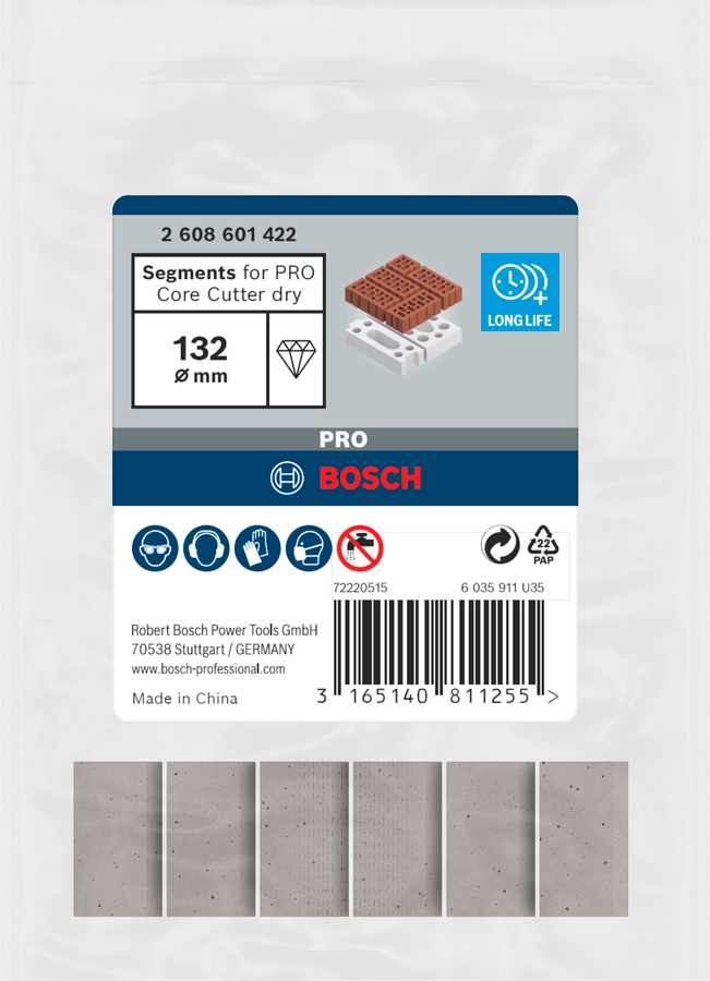 Bosch Segmente für PRO Trockenbohrkrone 52 x 11,5 mm, 1 1/4 Zoll UNC